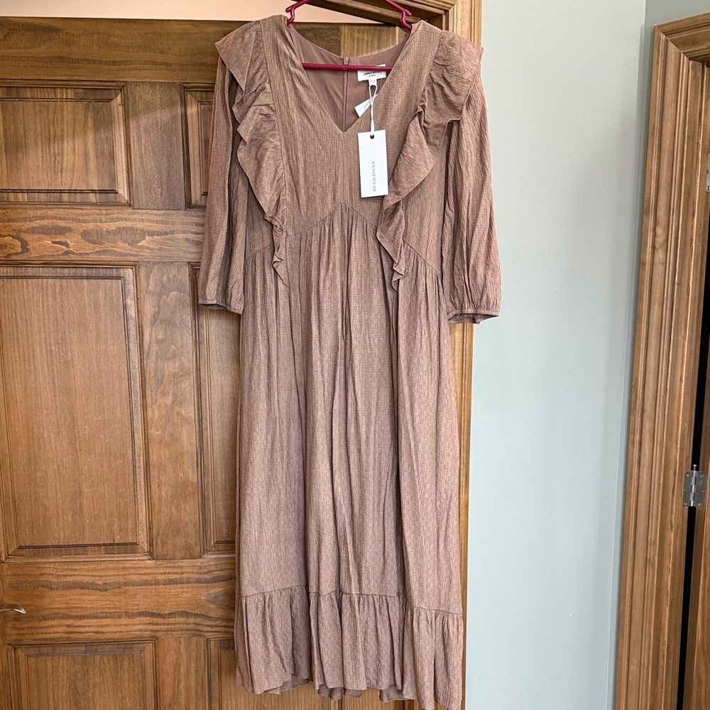 Anine Bing Women's Long Sleeve Ruffle Dress - Brown